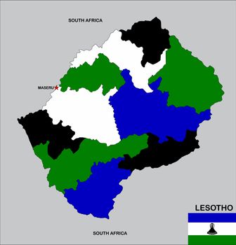 very big size lesotho political map illustration