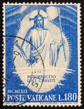 VATICAN - CIRCA 1969: a stamp printed in the Vatican shows The Resurrection, Painting by Fra Angelico de Fiesole, circa 1969