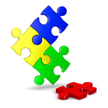 Puzzle on white background. Isolated 3D image