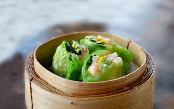 spinach dumpling with shrimp  , Asian food