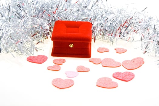 Red beautiful luxury gift box on white background