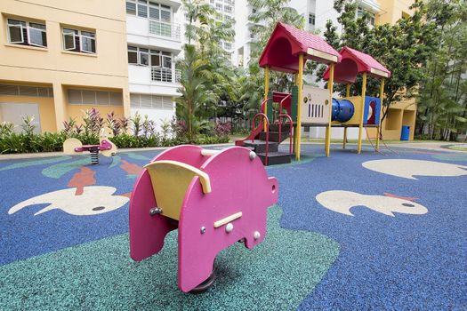 Rocking Pink Pig at Children Playground in Singapore Punggol District