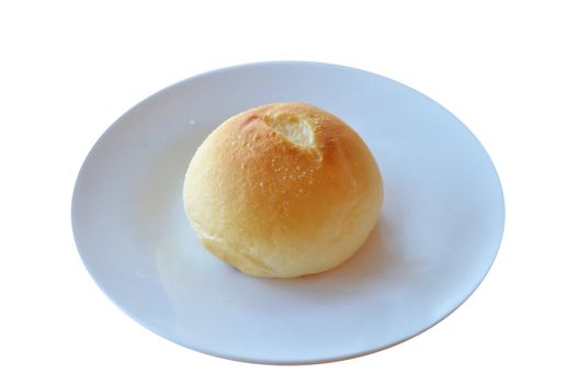 fresh warm rolls bread on white background
