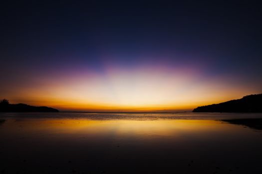 Dawn over the tropical ocean - low tide