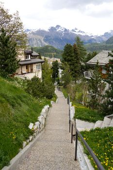 St.Moritz, Switzerland. stairs down the hill to the city center