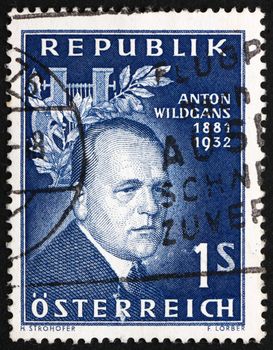 AUSTRIA - CIRCA 1957: a stamp printed in the Austria shows Anton Wildgans, Poet and Playwright, 25th Anniversary of the Death, circa 1957