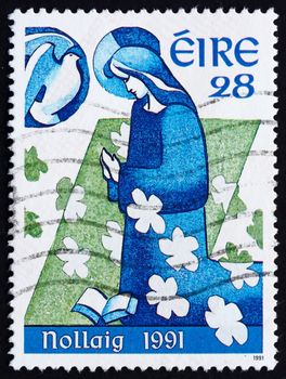 IRELAND - CIRCA 1991: a stamp printed in the Ireland shows Annunciation, Christmas, circa 1991