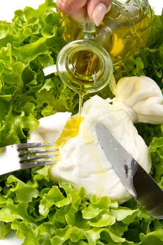 Burrata on salad