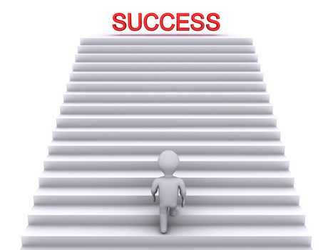 3d person climbing stairs that have the word success on top of them