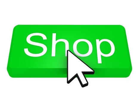 Green Shop button with a cursor on top of it