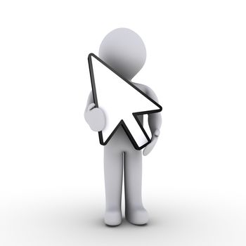 3d person is holding a computer cursor