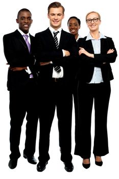 Group of business people, arms crossed. Full length portrait