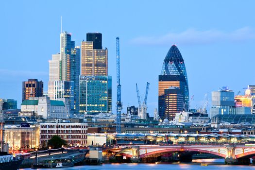 London Skylines at dusk England UK