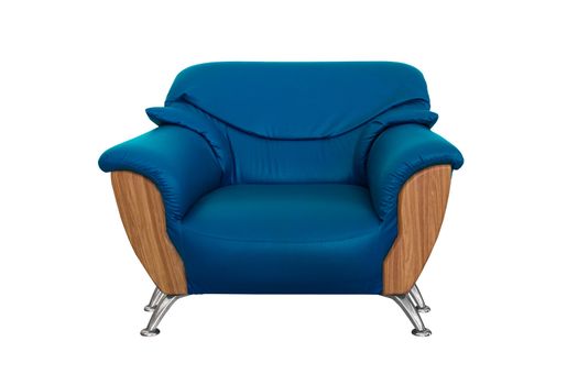 Modern blue sofa isolated on white background