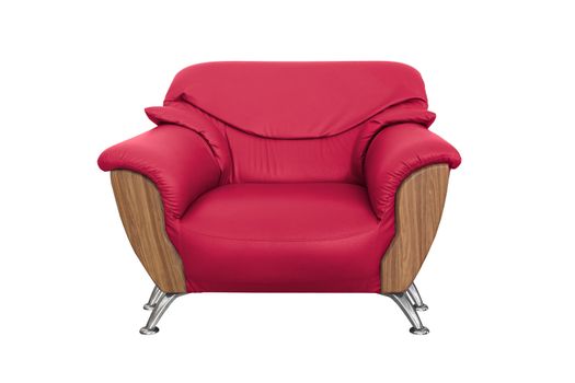 Modern red sofa isolated on white background