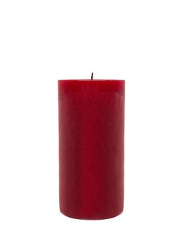 red candle isolated in front of white background