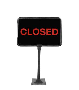 shop sign closed on white background