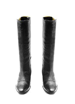 leather rubber boots isolated on white background