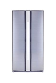 double door freezer isolated on white