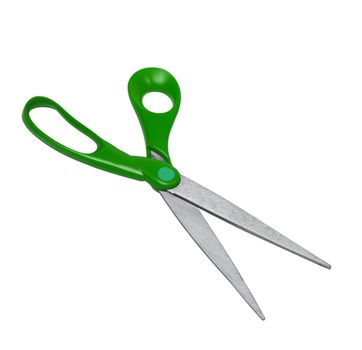 Green scissors isolated on white background