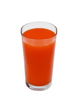 Tomato juice in glass isolated on white background