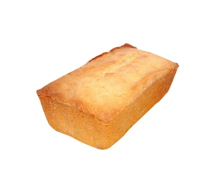 A loaf of fresh bread on a white