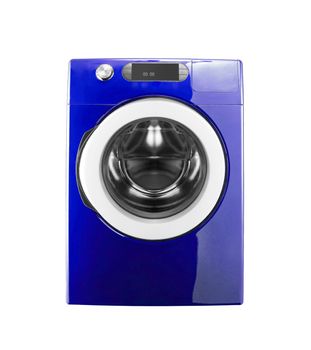 blue washing machine isolated on white background