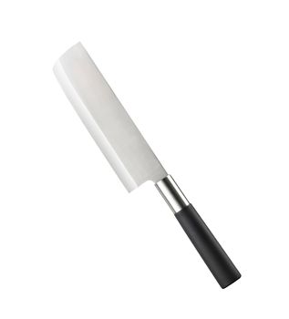 a large kitchen knife on a white background