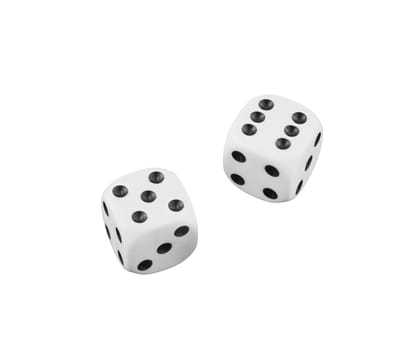two white dices on white background