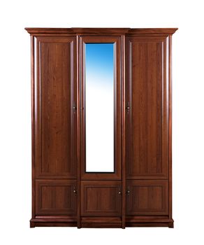 vintage wooden wardrobe on a white background