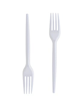 Plastic Forks on White Background