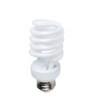 Energy saving fluorescent light bulb on white
