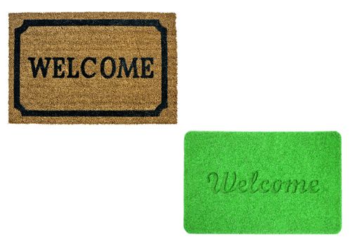 Welcome mats isolated over white