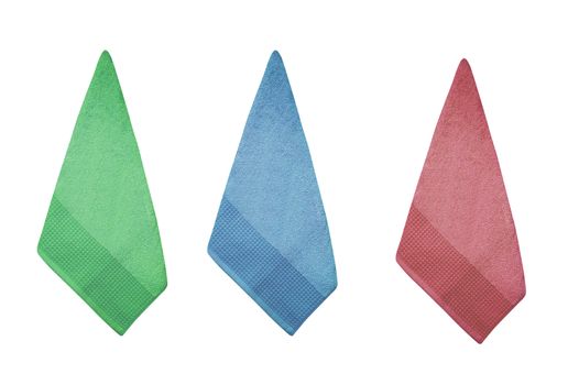 Three colorful cotton kitchen towels