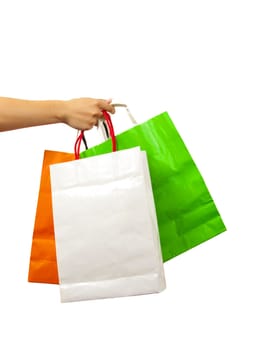 Packages for shopping in a female hand