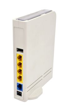 white wireless router rear view