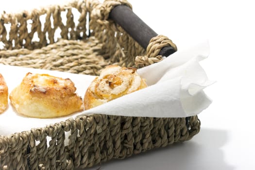 Homemade Cookies in a basket on a white background