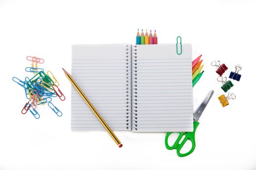 All the necessary things to go back to school with plenty of copyspace. Bright and colorful objects.