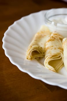 Tasty pancakes on a plate