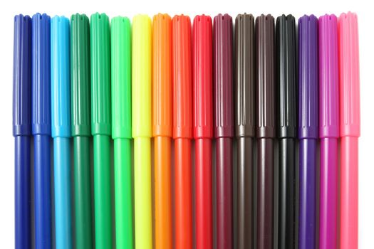 Soft tip pens isolated on white background