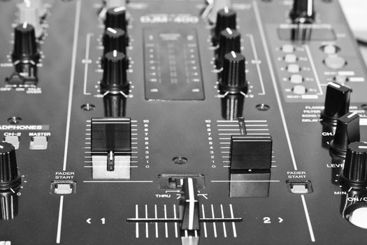 Electronic DJ Mixer close up