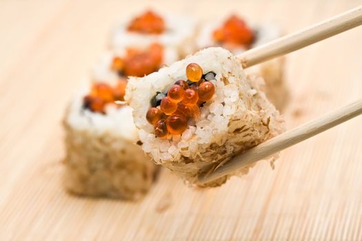 Traditional Japanese food Sushi, close-up