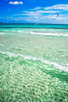 Sandy beach La Cinta and transparent sea, Sardinia, Italy