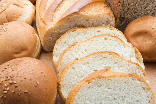 Different types of bread isolated on white