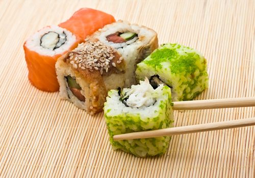 Traditional Japanese food Sushi, close-up