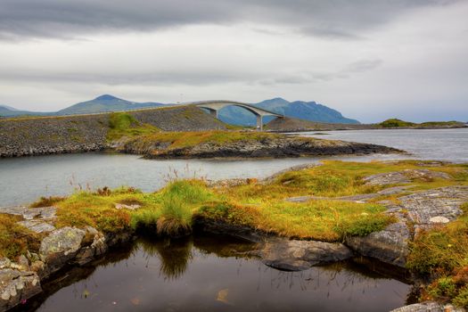 Atlantic Road and beautiful nature on a cloudy day