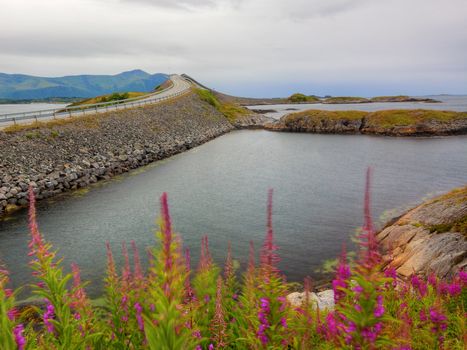 Atlantic Road and beautiful nature on a cloudy day