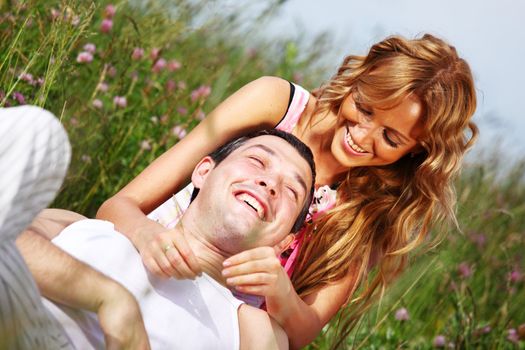 two lovers on grass field