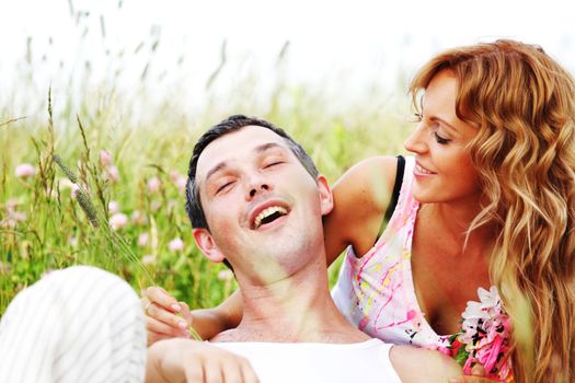 two lovers on grass field