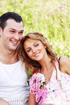 two lovers on grass field